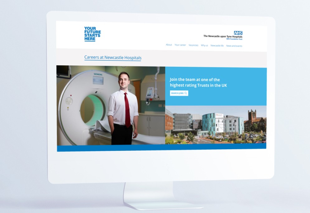 NHS Careers website mockup on an iMac