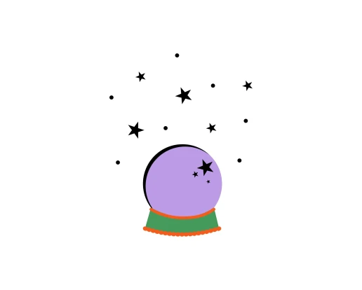 Illustrative graphic of a crystal ball centred with a hand either side.