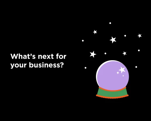 Illustrative graphic of a crystal ball centred with a hand either side.