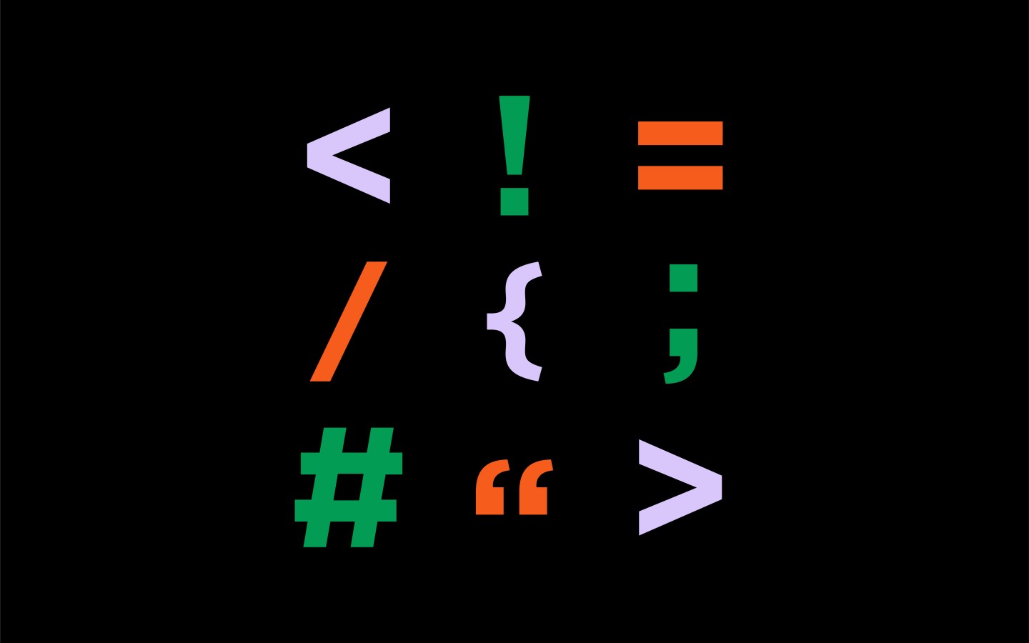Set of 9 website development icons on a black background