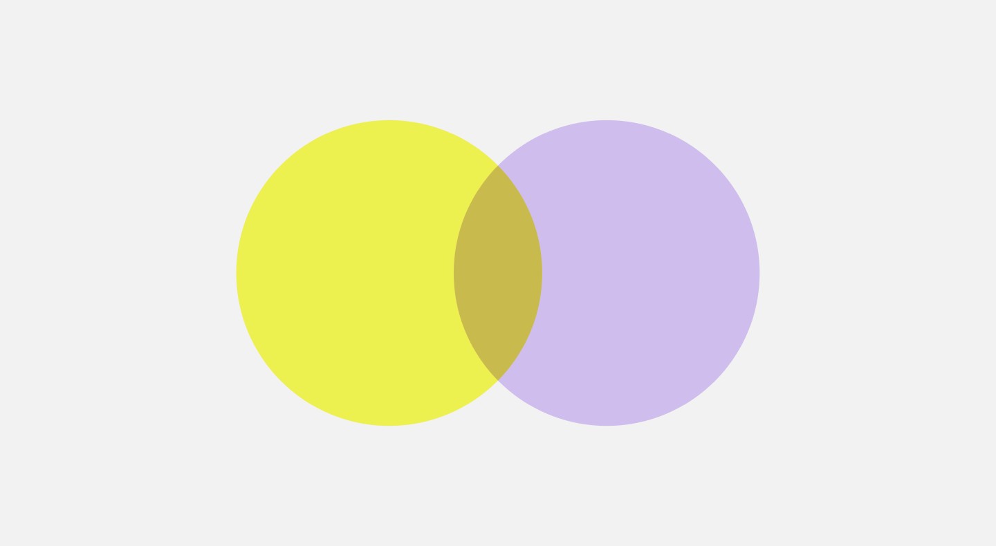 Yellow and purple circle crossing over in the middle.