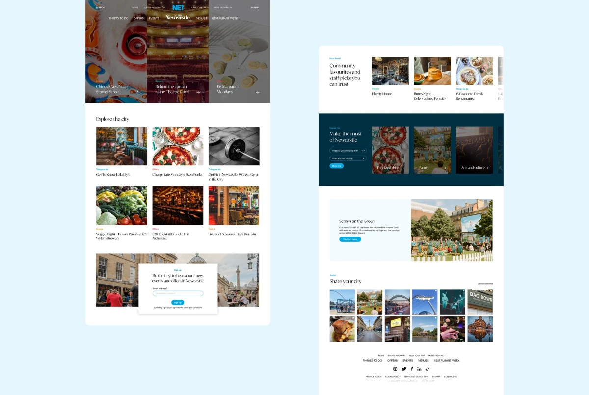 Homepage website design for NE1