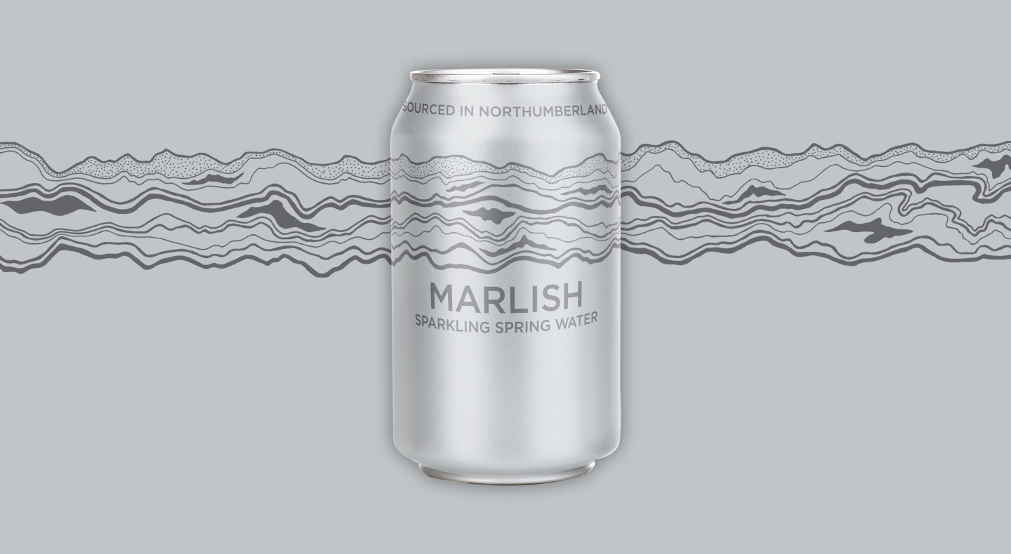 Marlish sparkling water can design with expanding strata design outside of can