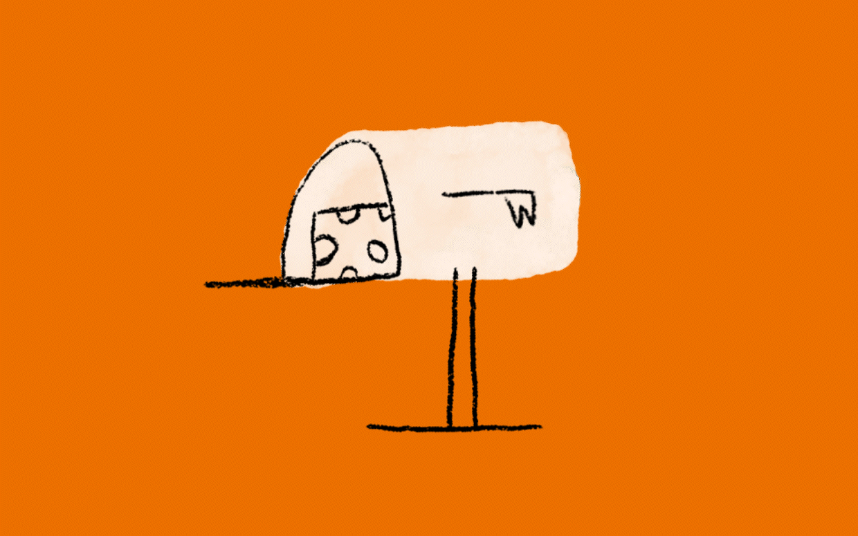 Bespoke illustration of mailbox on an orange background.