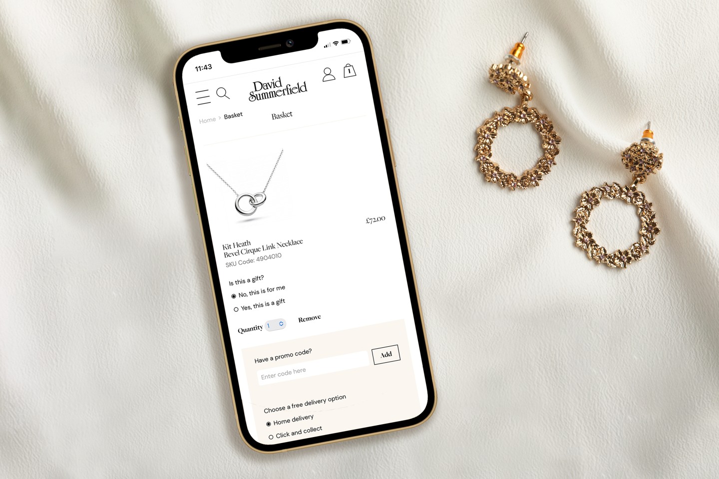 jewellery ecommerce website on mobile phone